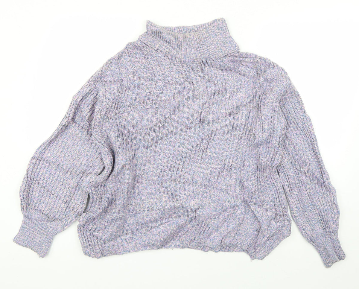 Additional front view of H&M women’s blue round neck cotton jumper, size S