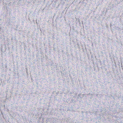 Brand and care label for H&M women’s blue round neck cotton jumper, size S