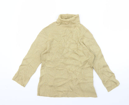Miss Shop Womens Gold Roll Neck  Acrylic Pullover Jumper Size 12