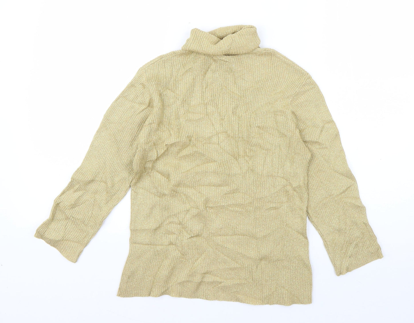 Miss Shop Womens Gold Roll Neck  Acrylic Pullover Jumper Size 12
