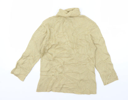 Miss Shop Womens Gold Roll Neck  Acrylic Pullover Jumper Size 12