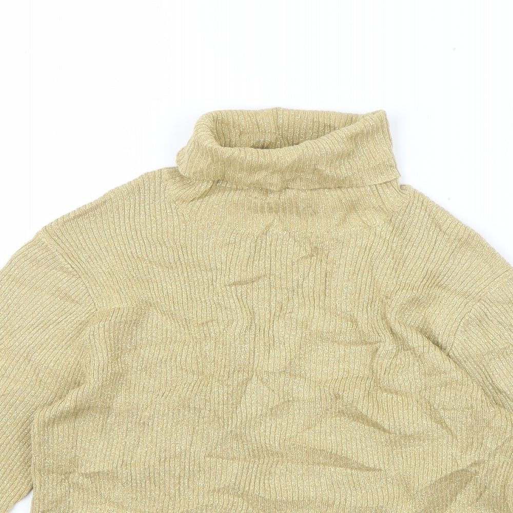 Miss Shop Womens Gold Roll Neck  Acrylic Pullover Jumper Size 12