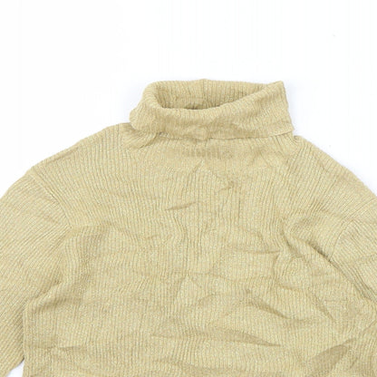 Miss Shop Womens Gold Roll Neck  Acrylic Pullover Jumper Size 12