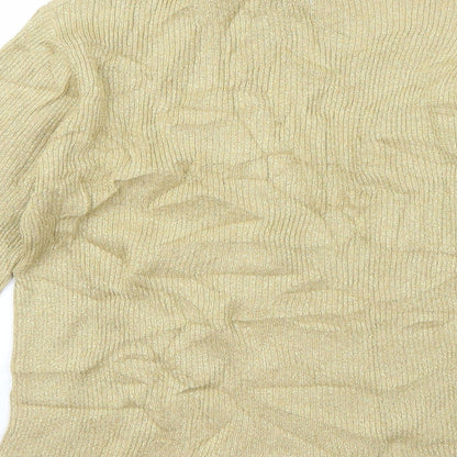 Miss Shop Womens Gold Roll Neck  Acrylic Pullover Jumper Size 12