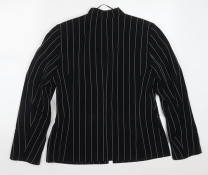 Roman Womens Black Striped Polyester Jacket Suit Jacket Size 14