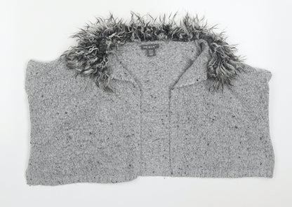 Primark Girls Grey Collared  Acrylic Cardigan Jumper Size 3-4 Years