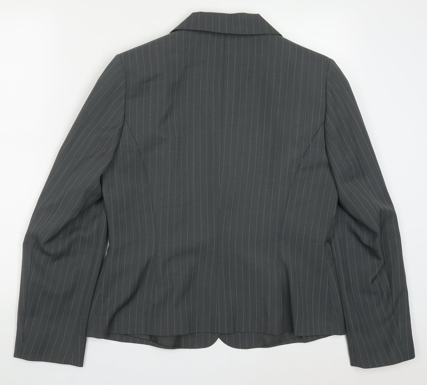 George Womens Grey Striped Polyester Jacket Suit Jacket Size 14