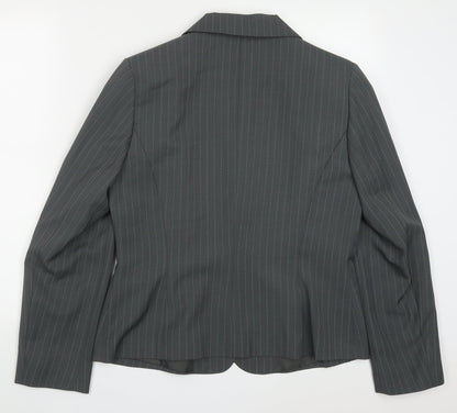 George Womens Grey Striped Polyester Jacket Suit Jacket Size 14