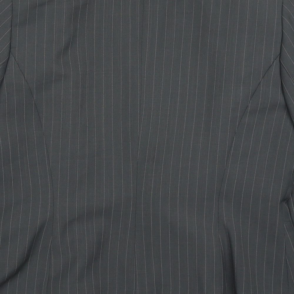 George Womens Grey Striped Polyester Jacket Suit Jacket Size 14
