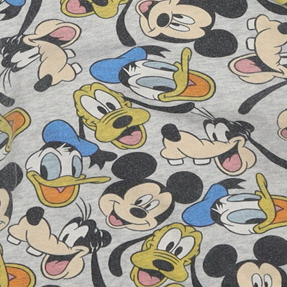 C&A Boys Grey  Cotton Basic T-Shirt Size 12 Months Crew Neck Pullover - Mickey Donald Goofy