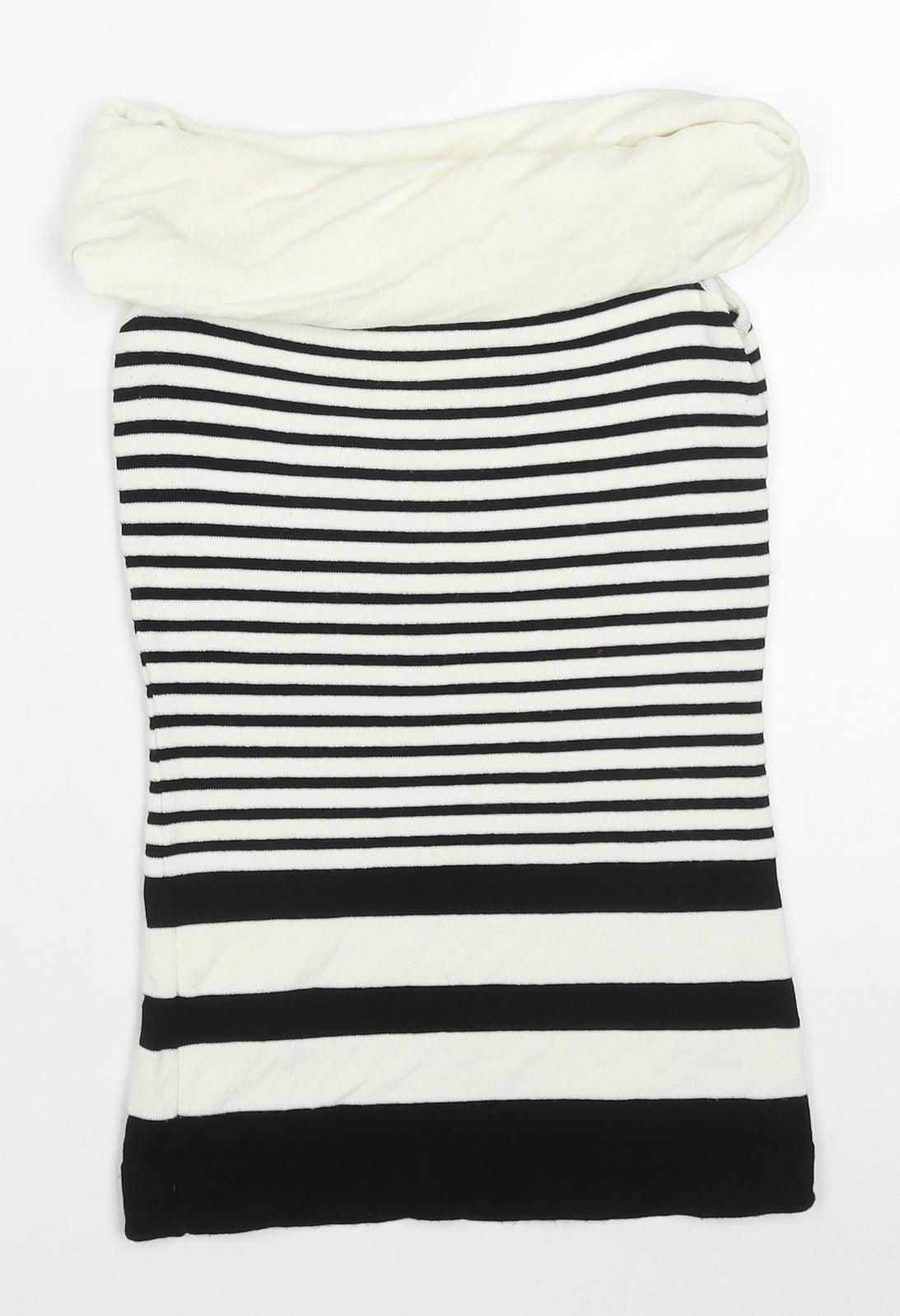 Coast Womens White Roll Neck Striped Viscose Vest Jumper Size 8   - Black