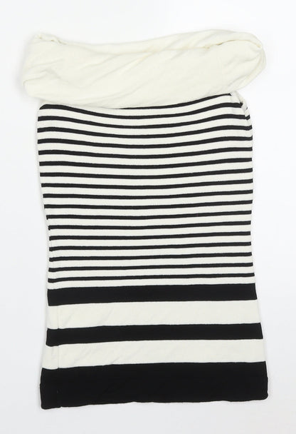 Coast Womens White Roll Neck Striped Viscose Vest Jumper Size 8   - Black