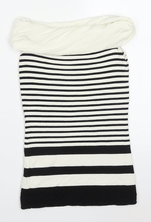Coast Womens White Roll Neck Striped Viscose Vest Jumper Size 8   - Black