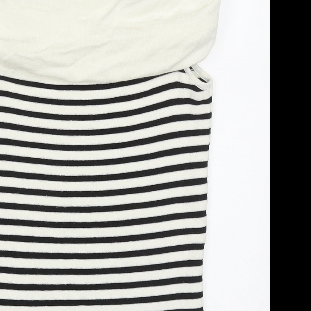 Coast Womens White Roll Neck Striped Viscose Vest Jumper Size 8   - Black