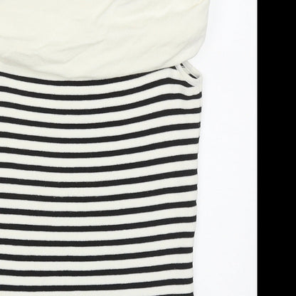 Coast Womens White Roll Neck Striped Viscose Vest Jumper Size 8   - Black