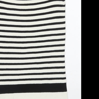 Coast Womens White Roll Neck Striped Viscose Vest Jumper Size 8   - Black