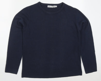 Womens UK Size 14 Pure & Natural Blue Pullover Jumper