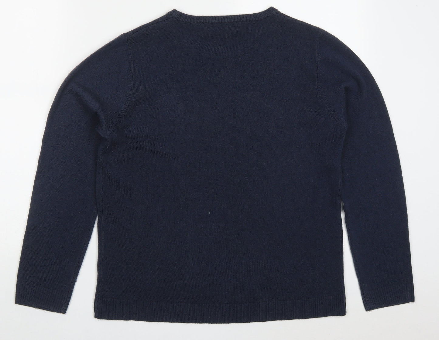 Womens UK Size 14 Pure & Natural Blue Pullover Jumper