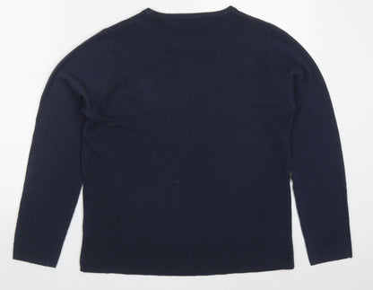 Womens UK Size 14 Pure & Natural Blue Pullover Jumper