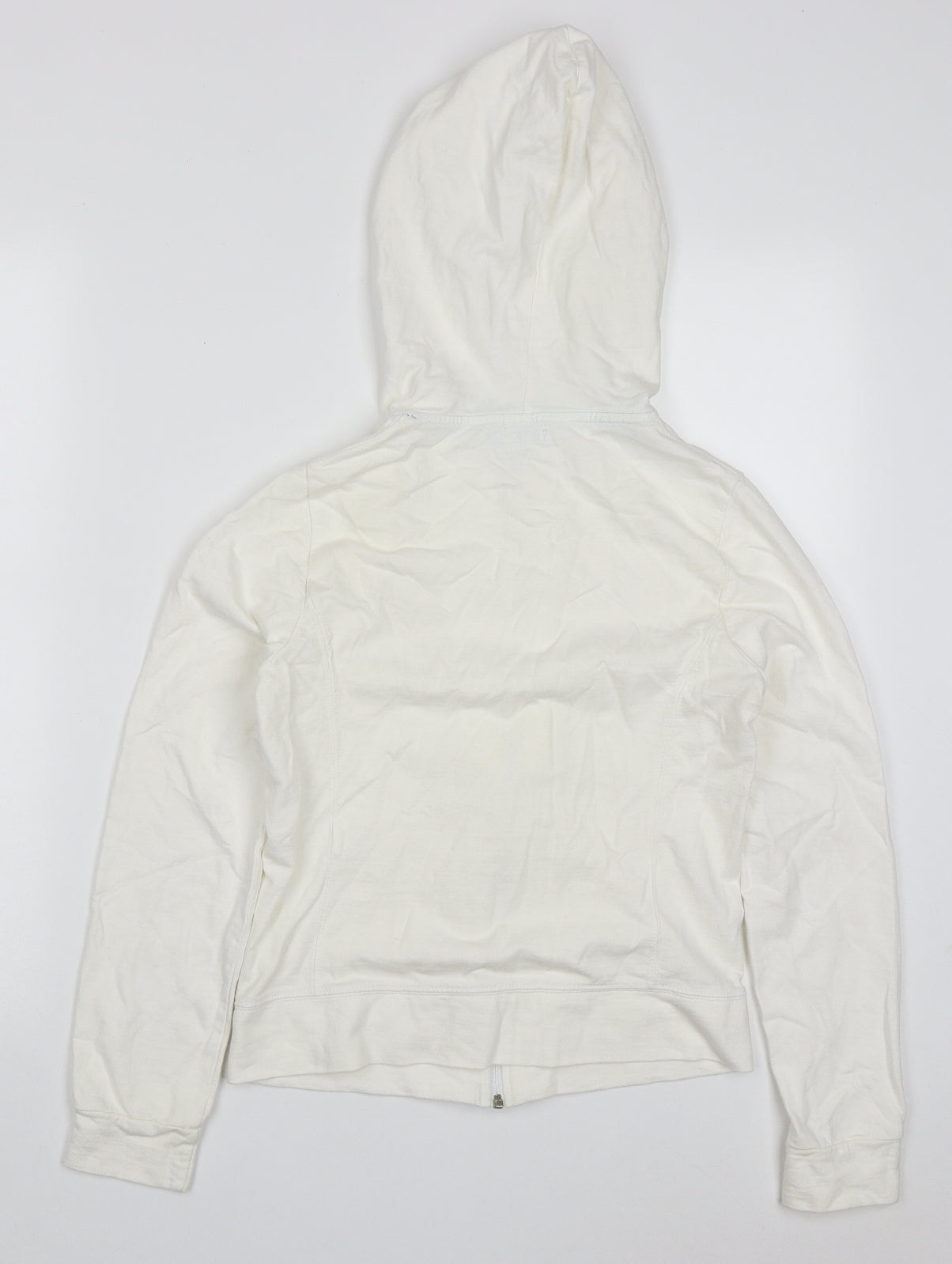 Stradivarius Womens White  Cotton Full Zip Hoodie Size S  Zip - High Five