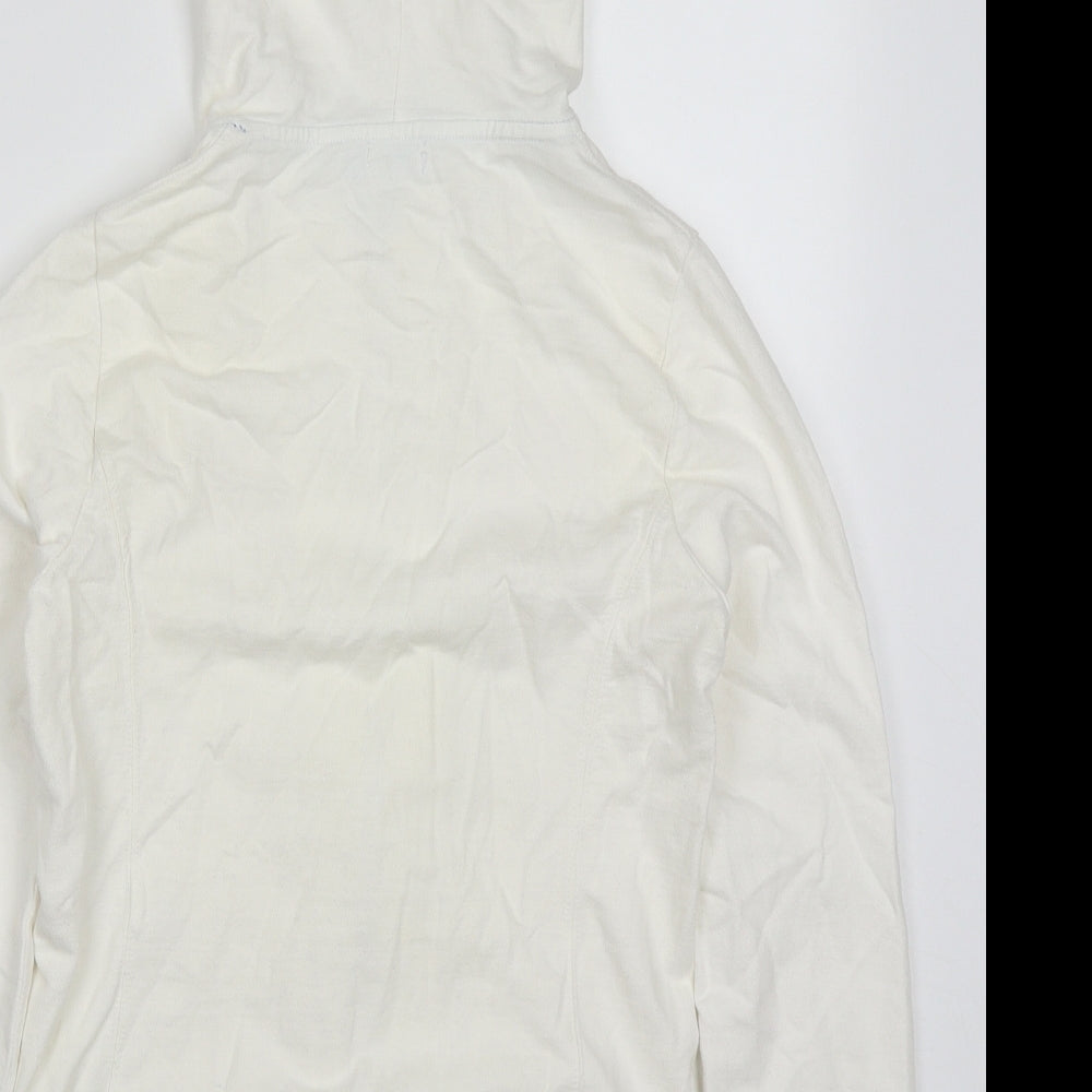 Stradivarius Womens White  Cotton Full Zip Hoodie Size S  Zip - High Five