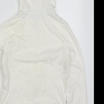 Stradivarius Womens White  Cotton Full Zip Hoodie Size S  Zip - High Five