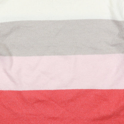 Nutmeg Womens Pink Round Neck Striped Acrylic Pullover Jumper Size 8
