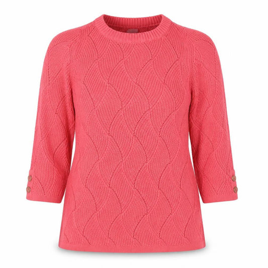 Front view of Charter Club women’s pink round neck cotton jumper, size S