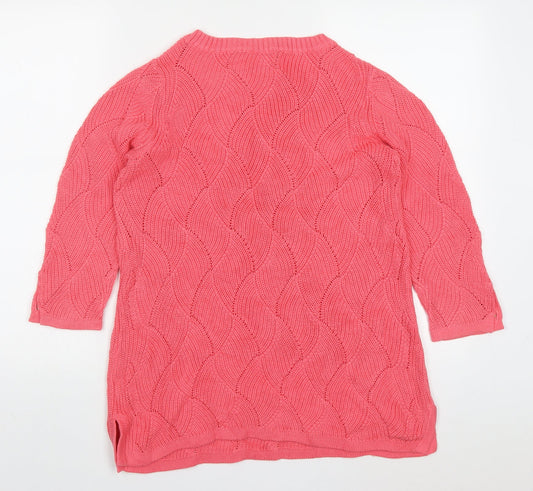 Charter Club Womens Pink Round Neck  Cotton Pullover Jumper Size S