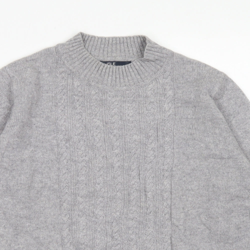 ISLE Womens Grey Crew Neck  Nylon Pullover Jumper Size S