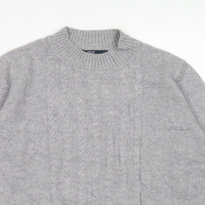 ISLE Womens Grey Crew Neck  Nylon Pullover Jumper Size S