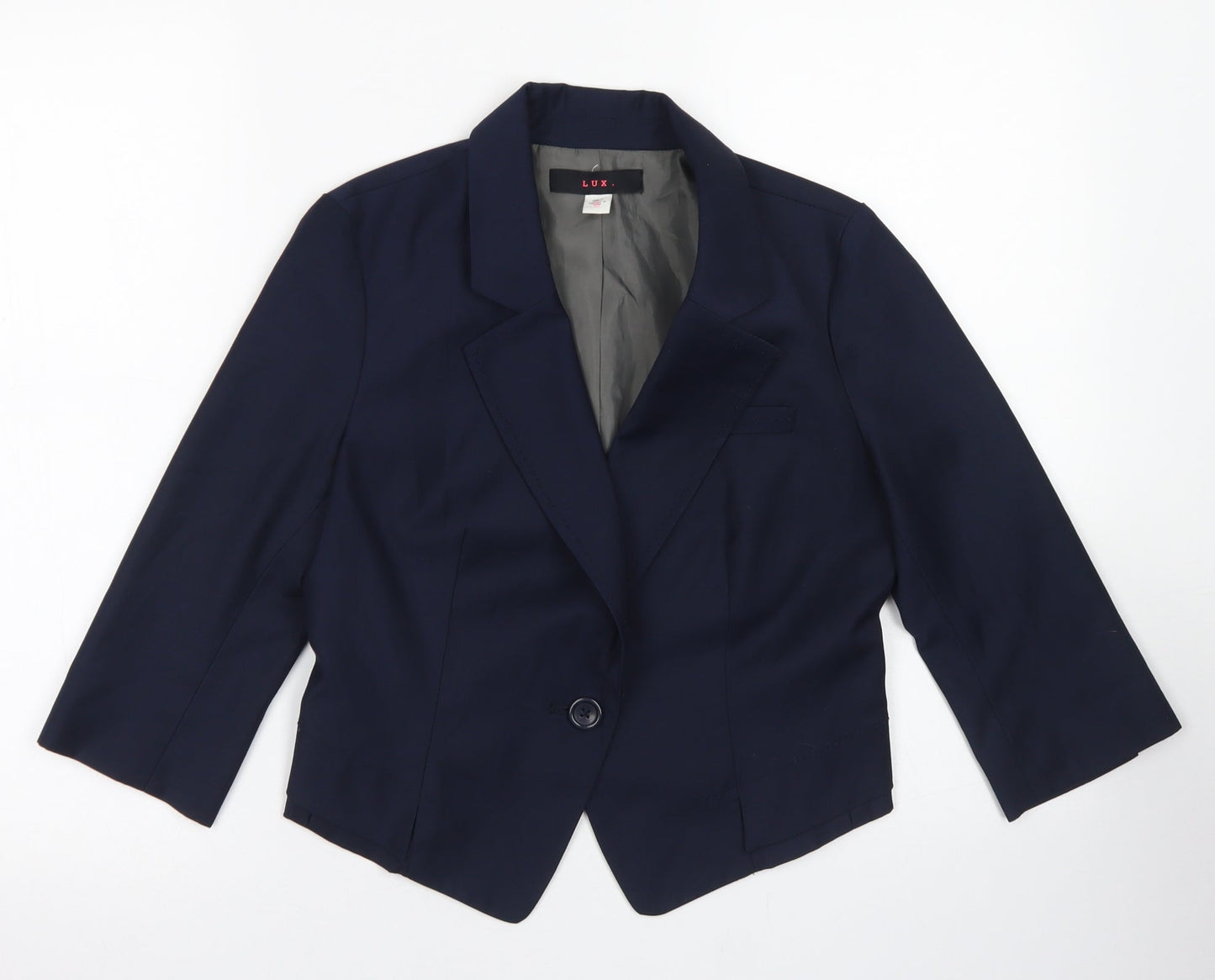LUX. Womens Blue  Polyester Jacket Blazer Size S