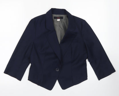 LUX. Womens Blue  Polyester Jacket Blazer Size S