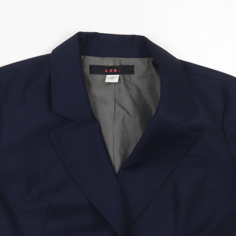 LUX. Womens Blue  Polyester Jacket Blazer Size S