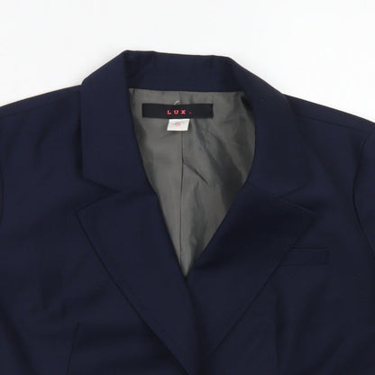 LUX. Womens Blue  Polyester Jacket Blazer Size S