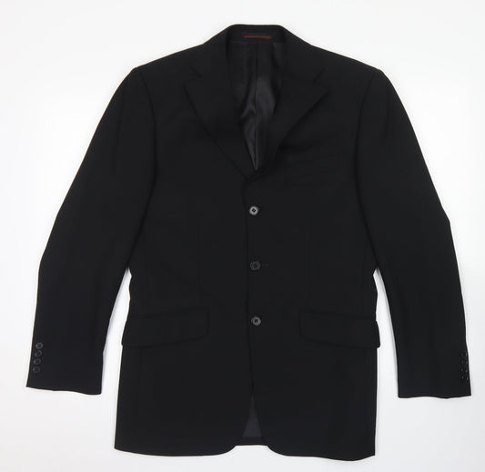 1860 Menswear Mens Black  Polyester Jacket Blazer Size 36