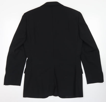 1860 Menswear Mens Black  Polyester Jacket Blazer Size 36