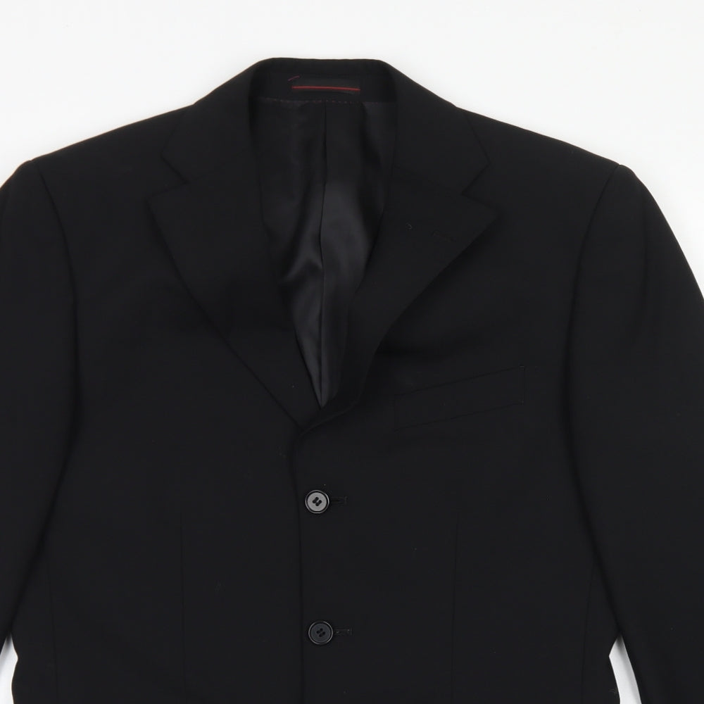 1860 Menswear Mens Black  Polyester Jacket Blazer Size 36