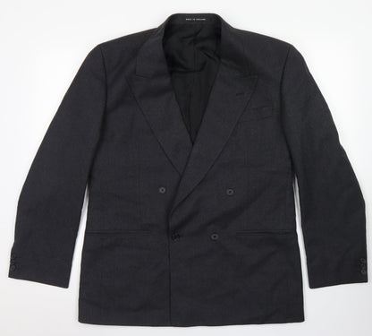Mens UK Size 42 Pinstripe Regular Grey Suit Jacket