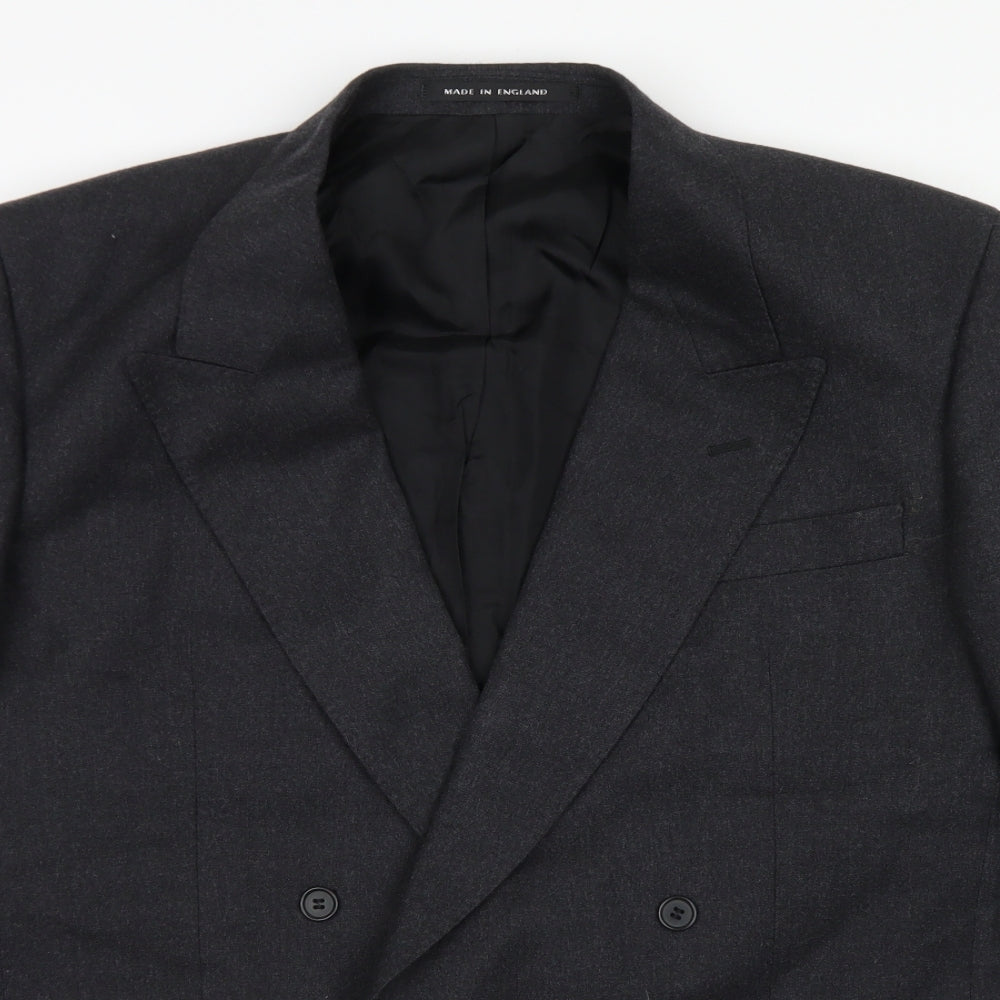 Mens UK Size 42 Pinstripe Regular Grey Suit Jacket