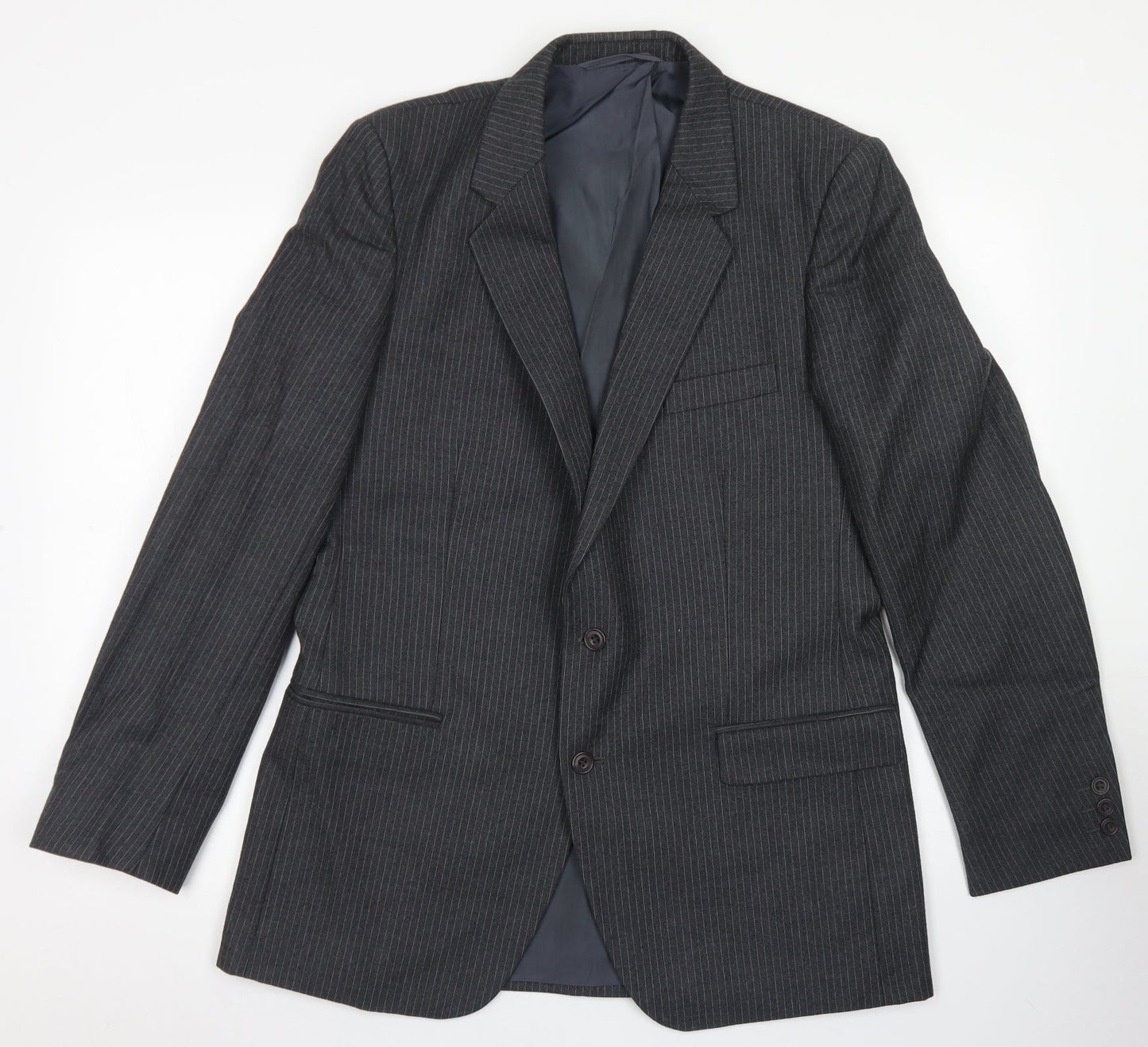 Anthony Loretto Mens Grey Striped Wool Jacket Blazer Size 40