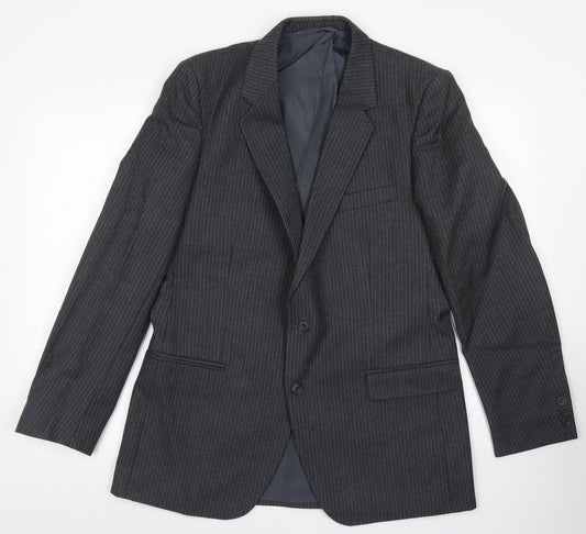 Anthony Loretto Mens Grey Striped Wool Jacket Blazer Size 40