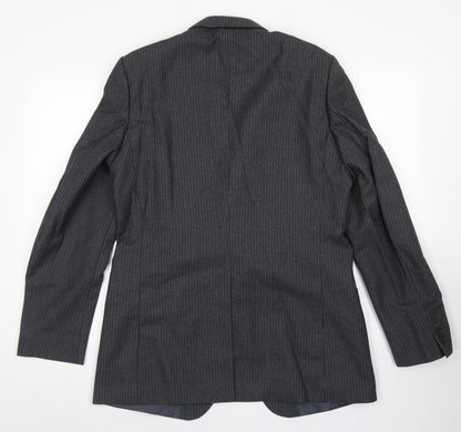 Anthony Loretto Mens Grey Striped Wool Jacket Blazer Size 40