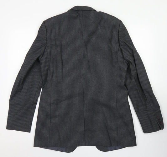 Anthony Loretto Mens Grey Striped Wool Jacket Blazer Size 40