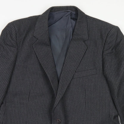 Anthony Loretto Mens Grey Striped Wool Jacket Blazer Size 40
