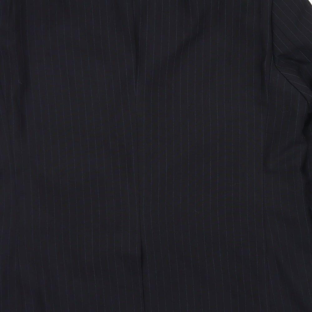 George Mens Black Striped Polyester Jacket Blazer Size 40