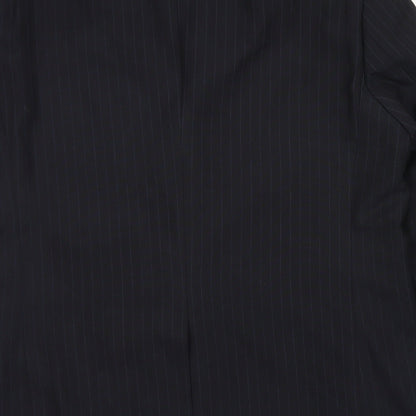 George Mens Black Striped Polyester Jacket Blazer Size 40