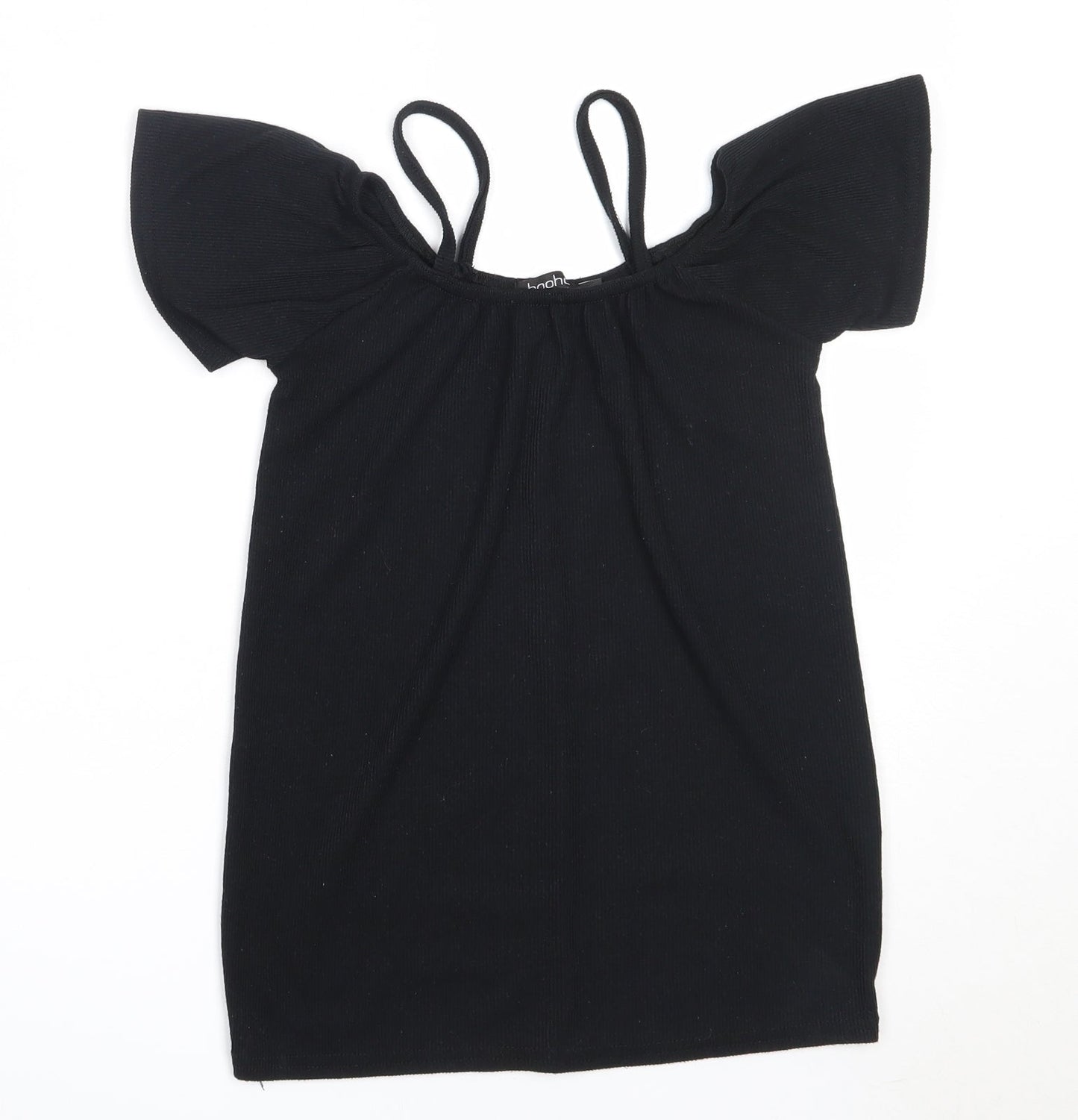 Boohoo Womens Brown  Polyester Basic T-Shirt Size S Round Neck