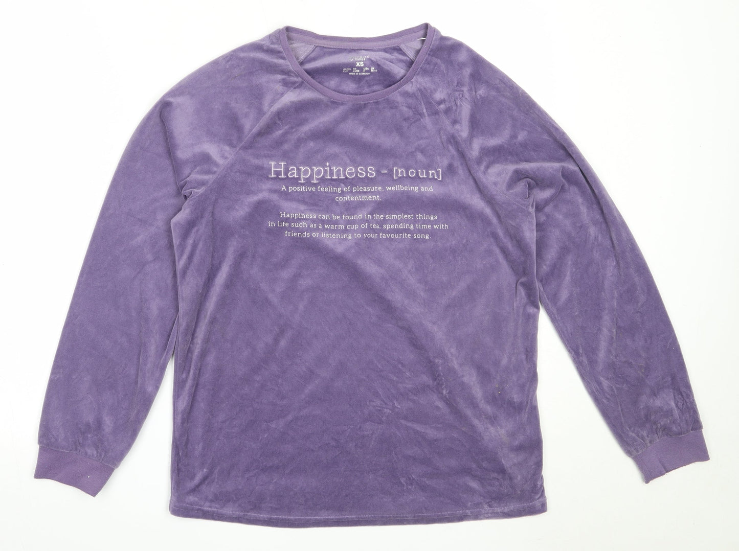 Primark Womens Purple Solid Polyester Top Pyjama Top Size XS