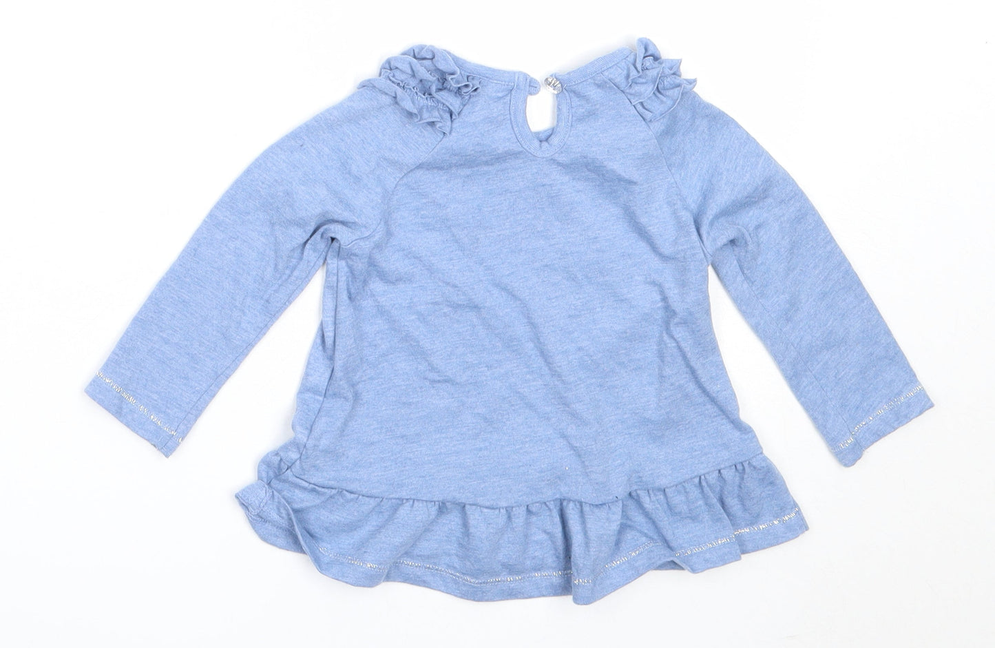 F&F Girls Blue  Polyester Basic T-Shirt Size 3-6 Months Round Neck